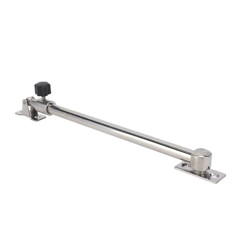 Stainless steel hatch lid stay with black knob, sliding lock, boat mounting base, 248–432mm