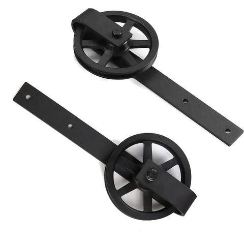 20Ft Heavy Duty Sliding Barn Door Hardware Kit For Smooth Quiet Operation With Big Spoke Wheel Hanger J Style view