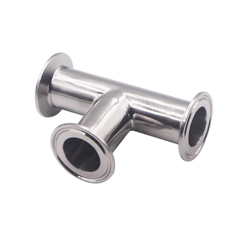 Stainless steel sanitary clamp tee, 3‑way tri‑clamp fitting for 1.5in pipe, 38mm OD