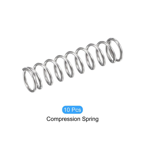 Compression springs, 9mm OD, 35mm free length, stainless steel, 10 pcs