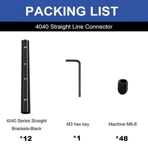 12 Pack 4040 Straight Connector Corner Brackets Joint Plates With Screws And Wrench For Aluminum Extrusion