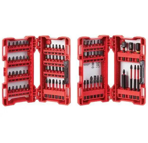 Shockwave Impact Driver Bit Set 74 Piece for Tough Jobs With Geometric Shock Absorption Forged Tips by Milwaukee in red case