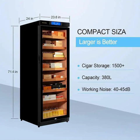 Beefy 380L Electric Cigar Humidor With Precise Temperature And Humidity Control Cedar Wood Shelves Hygrometer Cooling And Aging Cabinet
