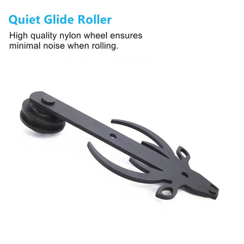 Quiet glide roller for Rustic Black Non Bypass Sliding Barn Door Hardware Kit For Two Doors 9 Ft Flat Track with Nylon Rollers