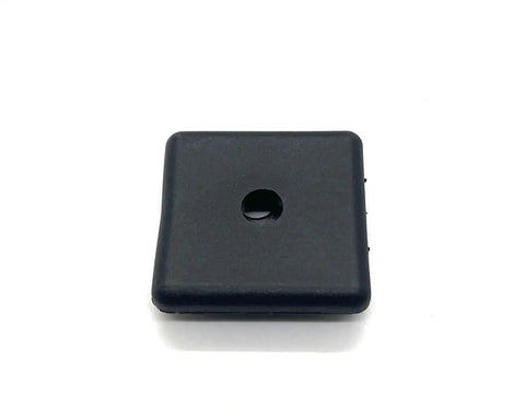 Black ABS plastic 15 Series 1.5 inch square end cap for 80 20 aluminum extrusion T slot accessories, smooth finish, top view