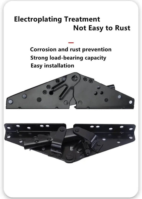 2Pcs 3 Position Adjustable Sofa Back Hinge for Sofa Bed and Furniture 230x70 Mm Black Finish 2mm Thick Hot Rolled Steel