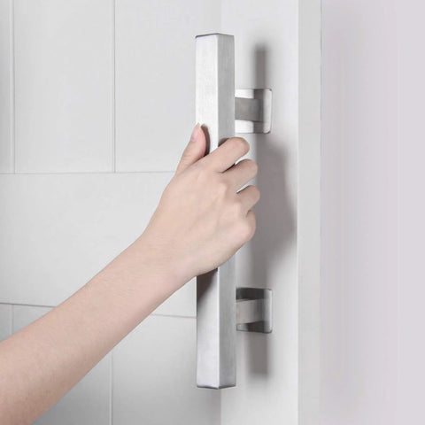 Heavy Duty 12 Inch Barn Door Handle Set With Flush Pull And Finger Pull, Solid Stainless Steel, Two Sided Square Silver Finish