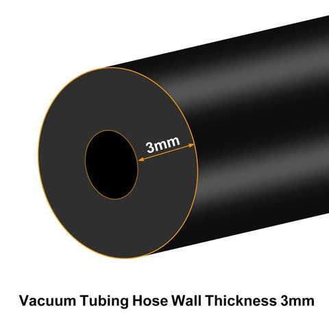 Detailed view of 3mm wall thickness on Six Piece Silicone Vacuum Tubing Hose Kit For Automotive Use, black silicone hose