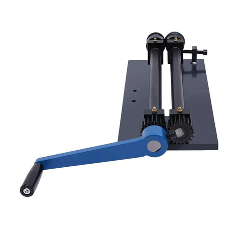 Heavy-Duty Sheet Metal Bead Roller Kit With 12-Inch Throat, Manual Vice Mounted Rotary Forming Machine, Gear Drive, front view