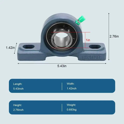 Two Pack UCP205-16 Pillow Block Bearing 1 Inch Beefy Heavy Duty Self Aligning Mounted Ball Bearing With Solid Cast Iron Base