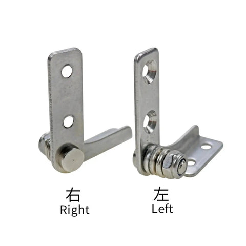 Pair of right and left stainless steel damping hinge hardware with mounting plates and adjustable torque pivot