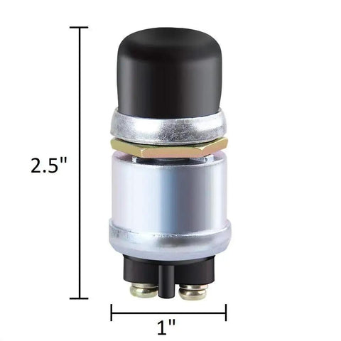 Front view of Beefy 12V 50A Waterproof Push Button Switch Universal Starter Horn Button for Cars Boats, with size measurements