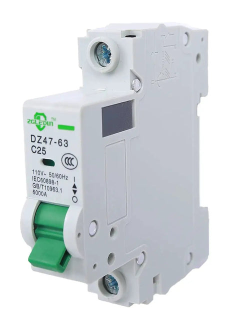 Front view of AC Miniature Circuit Breaker 1 Pole 16 Amp 120/240VAC DIN Rail Mount With Thermal Magnetic Trip C Curve DZ47-63
