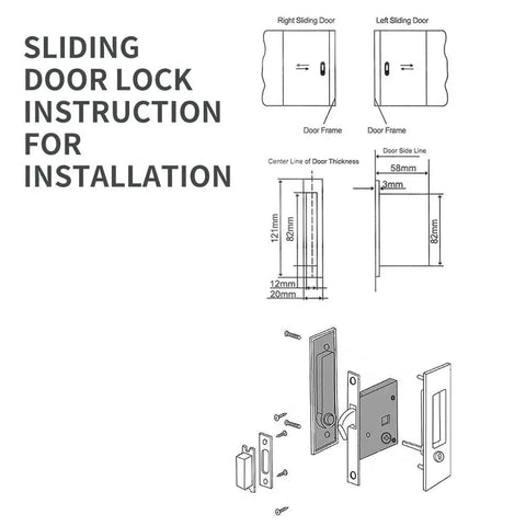Sliding door lock installation instructions for Matte Black Sliding Door Handle For Bath And Barn Doors, Zinc Alloy Flush Handle.