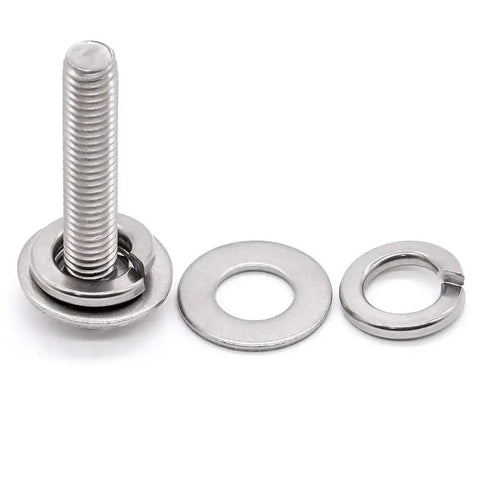 304 Stainless Steel Flat Washers and Lock Washers Set Built to Last, hardware with bolt, showcasing flat and lock washers