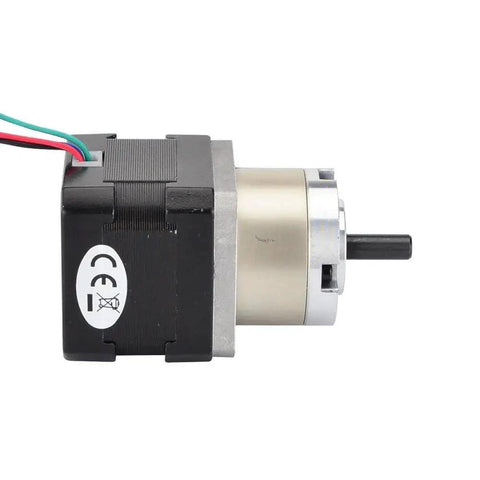 Side view of Compact Nema 17 Stepper Motor With 5.18 To 1 Planetary Gearbox, 0.4 Amp, 0.35 Degree Step, 6mm Shaft, under 80mm length