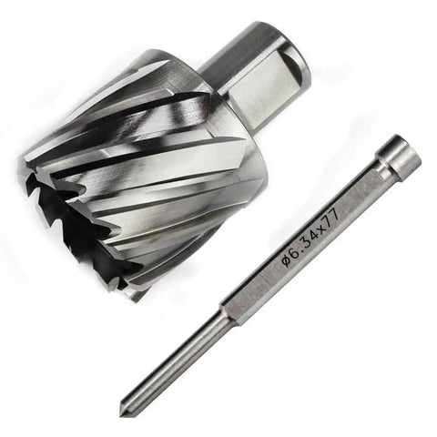 Annular Cutter For Magnetic Drill Press 1-9/16 Inch Cutting Diameter And 1 Inch Depth Of Cut 3/4 Inch Weldon Shank With Two Flat Pilot Pin