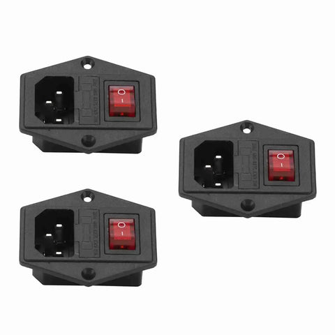 Three Piece AC Power Socket Switch With Built In Light Four Pin for 3D Printer CNC Machine power supply and control panel.