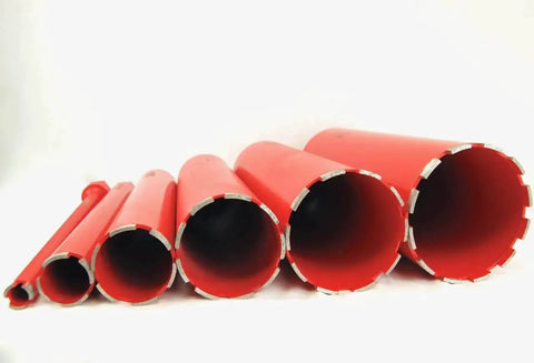 1 To 6 Inch Diamond Wet Core Drill Bit Set With One Quarter Inch Threaded Shank For Concrete Rebar Asphalt Brick Rock And Masonry Hole Cutting And Barrel Coring Bits displayed front view