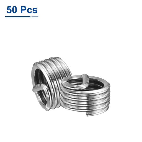 Wire Thread Inserts 10-32 UNF Helical Coiled Type 304 Stainless Steel Thread Repair Kit For Mechanical Equipment 50 Pack 1D 3/16 Inch Effective Length After Installation displayed.