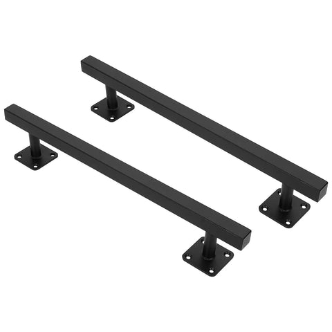 16 Inch Square Sliding Barn Door Handles Set Of 2 Black Matte Iron Gate Pulls flat view
