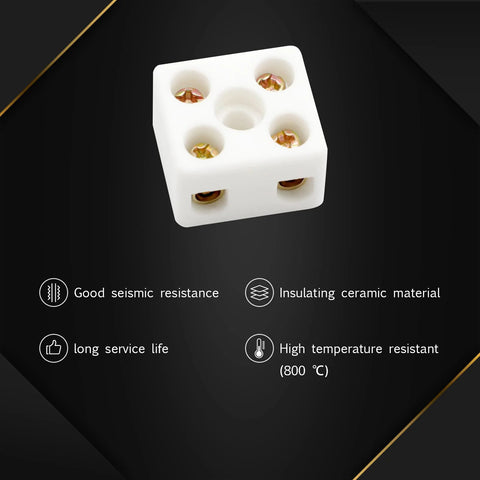 Two-way ceramic terminal blocks, white porcelain connectors for 25A 380V wiring, 5 pieces