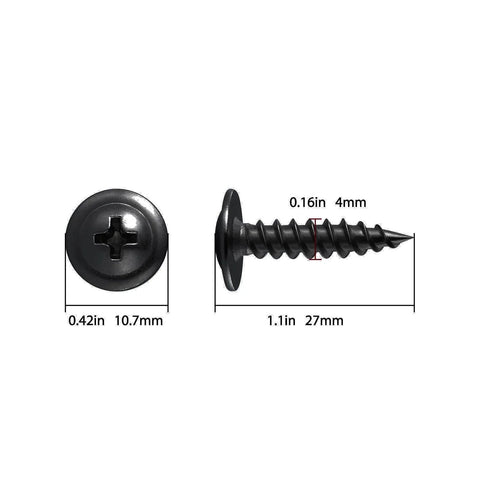 250 Count Black Truss Head Wood Screws 1 Inch Self Tapping Carbon Steel With Black Phosphate Coating, dimensions shown