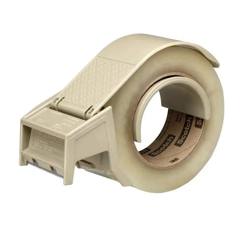 Front view of beige 3M Scotch H122 packing tape dispenser for 2-inch tape with built-in brake