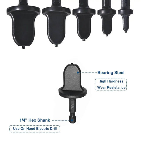5 Piece Swaging Drill Bit Set For Copper Pipe Flaring, Portable Tube Expander Kit With 1/4, 3/8, 1/2, 5/8 And 3/4 Inch Bits