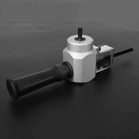 Double Head Metal Cutter Nibbler Drill Attachment displayed on black surface