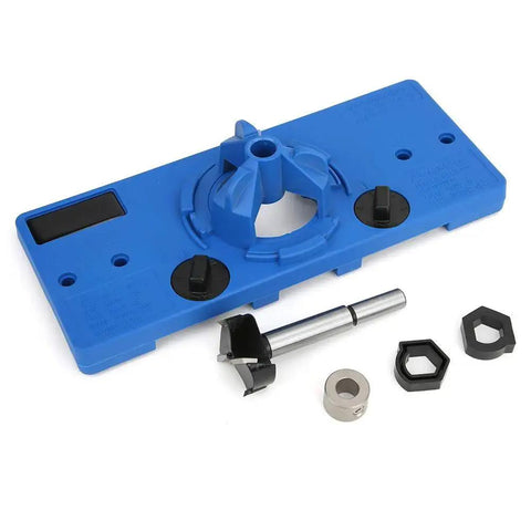 Hinge Boring Jig For Cabinet Doors No Fuss Easy Install Pro Grade Drilling Guide Tool Kit With 35mm Hole Opener, blue