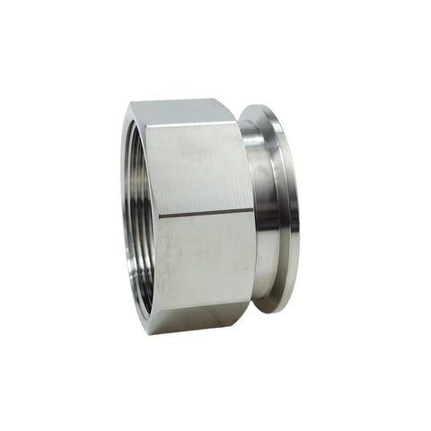 Geife 304 stainless steel tri-clamp to FNPT sanitary adapter, 2" FNPT x 2" TC, hex body