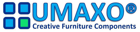 Logo of UMAXO Creative Furniture Components with blue and green square elements