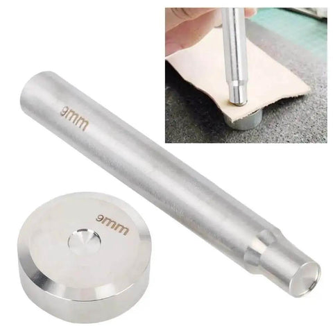 9mm Double Sided Rivet Punch For Leather Craft Dope Stainless Steel Round Hole Punch Die Tool Button Installation Tool