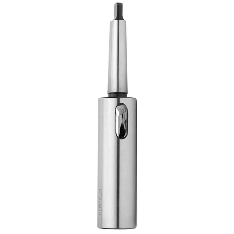 MT2 to MT3 Morse taper drill sleeve adapter, chrome-plated steel, front view