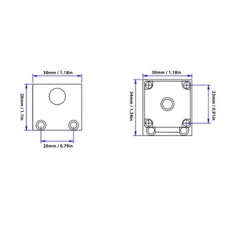 Technical drawing of Ultra Smooth Mini Linear Slide Stage Actuator with dimensions for precise motion control, showing top and side views.
