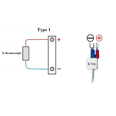 K-type waterproof thermocouple probe, stainless steel, 1/4 inch NPT thread, 0–500°C, two-wire with 2 m shielded lead.