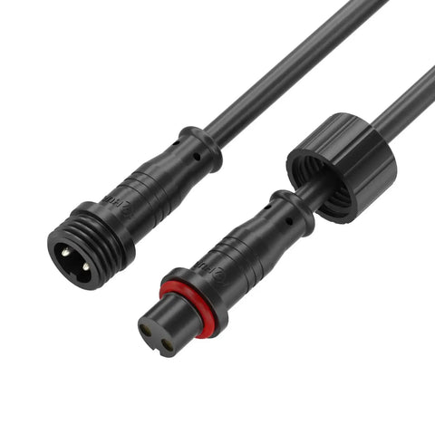 M12 2 Pin Waterproof Connector Set Heavy Duty For LED Strip Lights 22 AWG 5 Pairs With 25 Cm Extension Cables IP65 Male Female Plug