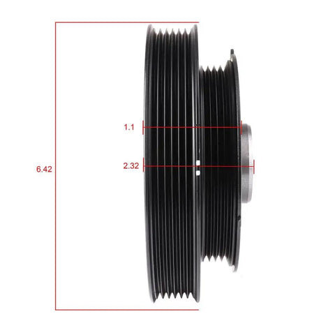 Side view of Harmonic Balancer Crankshaft Pulley for Infiniti I30 and Nissan Maxima 3.0L, 1995-2001, 6.42-inch diameter, 2.32-inch width