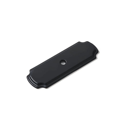 Single piece from 10 Pack Matte Black Cabinet Backplates For Knobs 2.8 Inch Long By 0.98 Inch Wide Rust Resistant Anti Corrosive Hardware