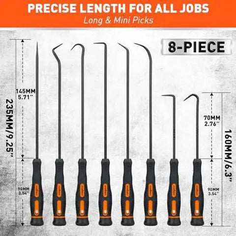 Professional 8 Piece Hook And Pick Set For Automotive Precision Work With Oil Seal Puller And O Ring And Gasket Removal Tools
