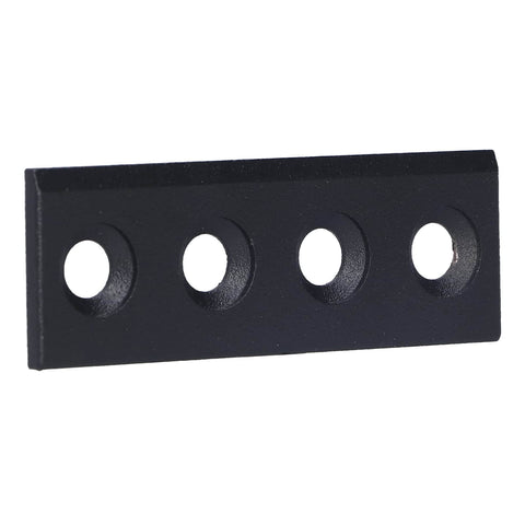 Heavy Duty Carbon Steel Barn Door Track Connector Plate For Sliding Doors, solid support, 8x2.7cm, with four screw holes.