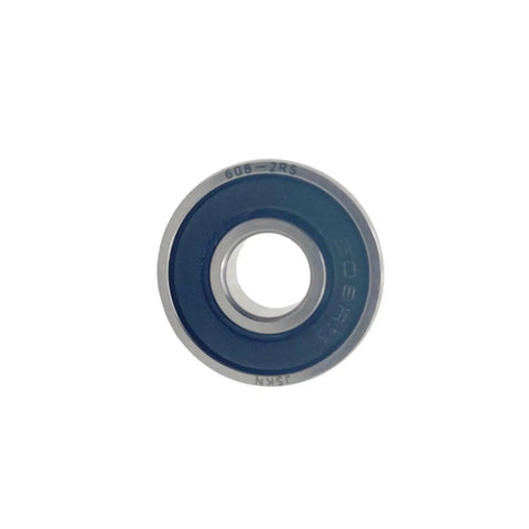 20-Pack 608-2RS sealed 8x22x7mm micro deep groove ball bearing front view with rubber shield for skateboards and 3D printers.