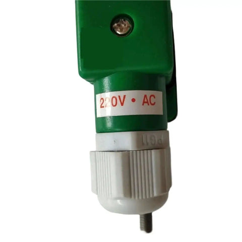 Close-up of Heavy Duty AC 220V Escalator Brake Electromagnet Elevator Spare Parts in green casing, threaded white knob visible