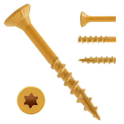 One And A Half Inch Exterior Wood Screws Deck Screws Size 8 Epoxy Coated Tan Rust Resistant For Outdoor Decking