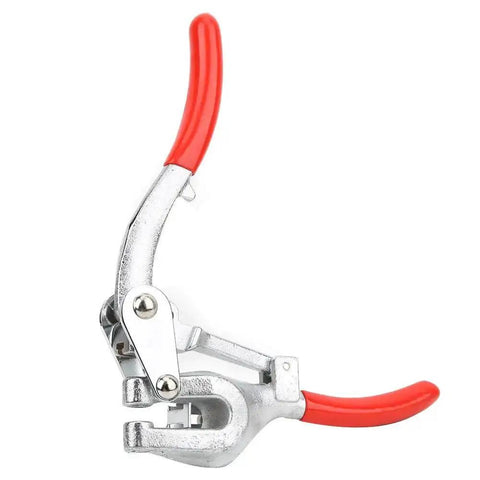 Metal Hole Punch Pliers Kit for Thin Sheets With Adjustable Depth and 16 Nozzles 2mm to 7mm, red-handled carbon steel tool