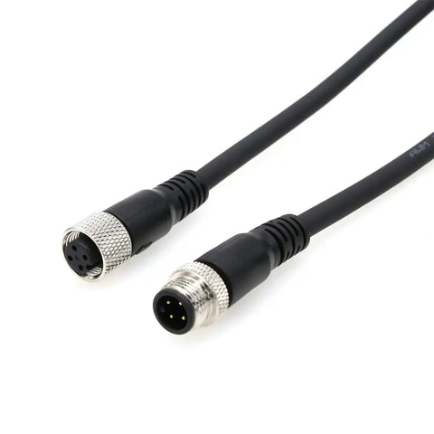 M12 A Coded 4 Pin Male To Female Actuator Sensor Cable Waterproof Aviation Connector Gold Plated 2m length