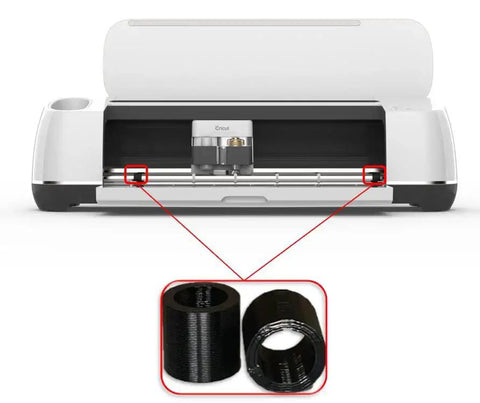 Kimalab rubber wheel replacement set (pack of 4) for Cricut Maker; front view with inset wheel close-ups