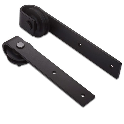 Two Pack Black Barn Door Roller Hangers No Track J Shape Ultra Quiet Nylon Wheel Smooth Glide Heavy Duty 330 Lbs Per Door Rust Proof
