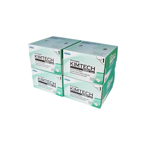 Delicate Task Wipers 4.4 x 8.4 in 1 Ply Low Lint 4 Pack for Delicate Surfaces, shown in stacked green and white boxes